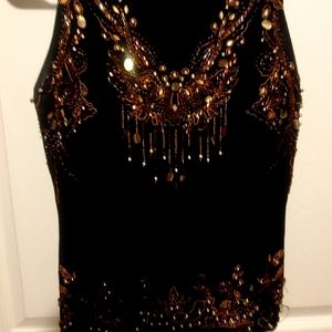 Radzoli Sleeveless Top with Gold Beading